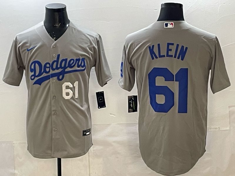 Men 2025 Nike Los Angeles Dodgers #61 Klein Grey Game MLB Jersey 02->los angeles dodgers->MLB Jersey